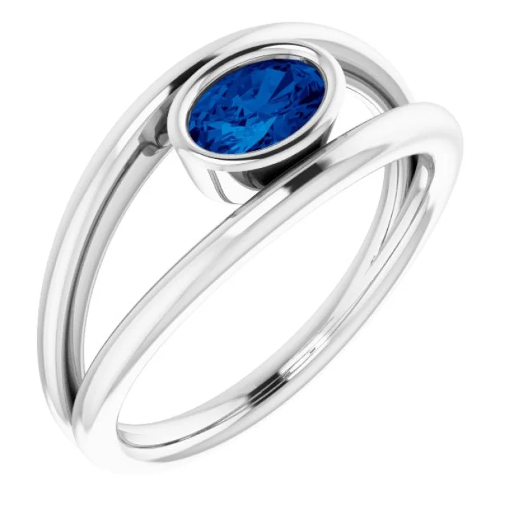 Ladies rings ocean shine -Platinum Natural Blue Sapphire Ring