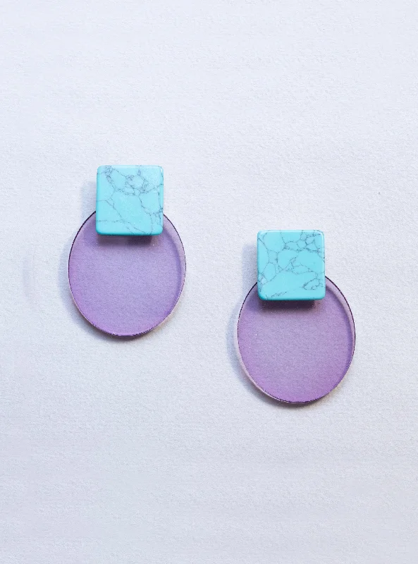 ladies earrings oversized-Resin Oval and Square Earrings