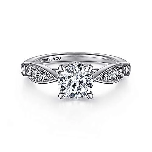 ladies engagement rings cheap-Joeli - 14K White Gold Round Diamond Engagement Ring