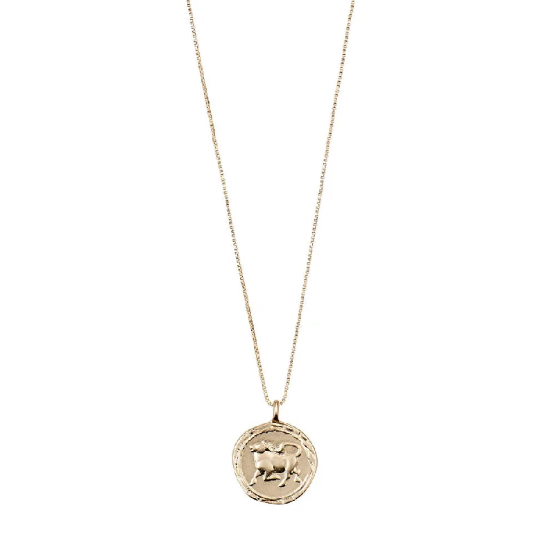 ladies necklaces healing-Taurus Gold Plated Necklace