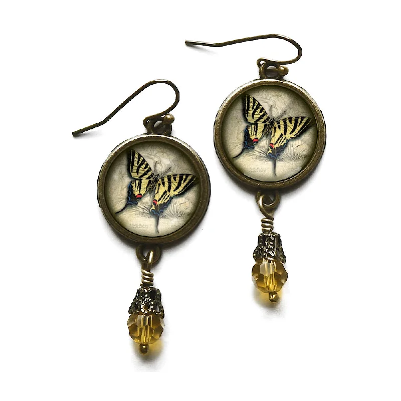 ladies earrings flashy-Swallowtail Butterfly Dangle Earrings