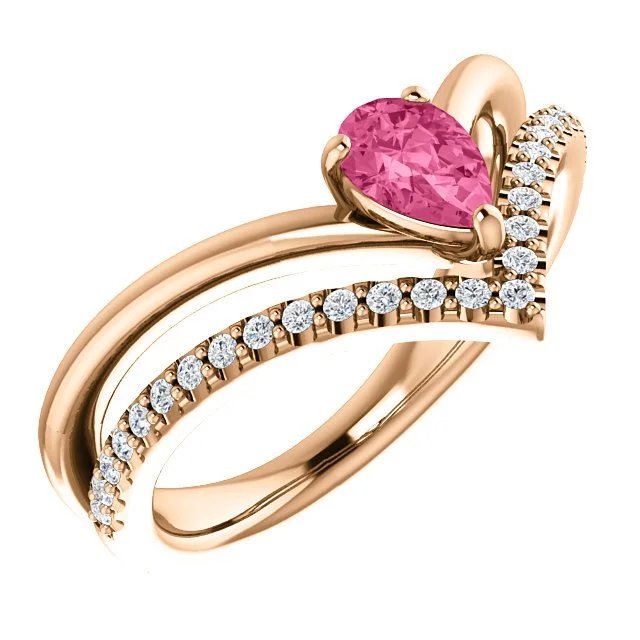 Ladies rings heart shine -14KT GOLD 1/2 CTW PINK TOURMALINE & 1/6 CTW DIAMOND RING