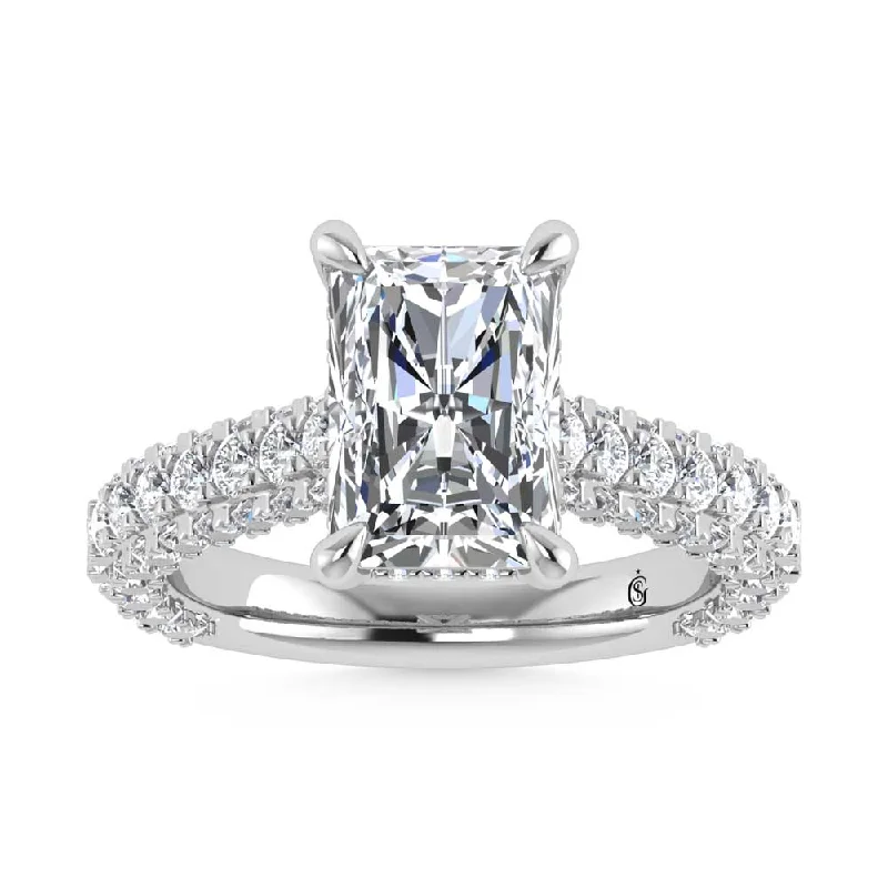 ladies engagement rings futuristic-14K White Gold Lab Grown Diamond 4 1/4 Ct.Tw. Radiant Shape Engagement Ring