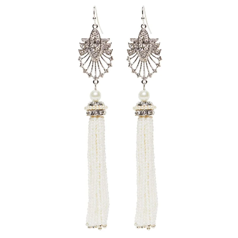 ladies earrings joy-Long Tassel Earrings: Flapper Style 1920s Tassel Drop Earrings