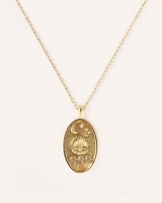 ladies necklaces colorful-Cancer | 10K Solid Gold Zodiac Necklace