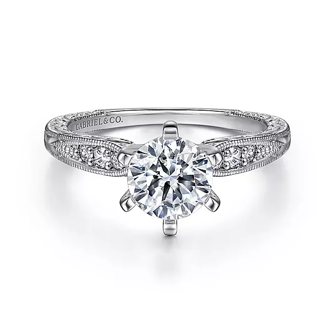 ladies engagement rings unity-Kate - 14K White Gold Round Diamond Engagement Ring