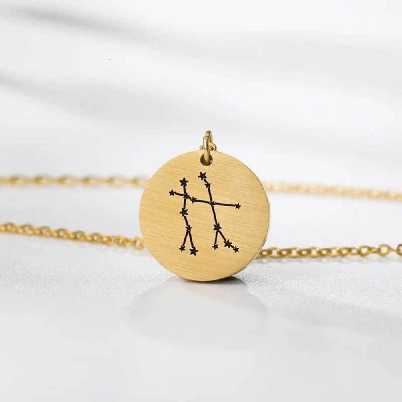 ladies necklaces red-Golden Constellation Gemini Necklace