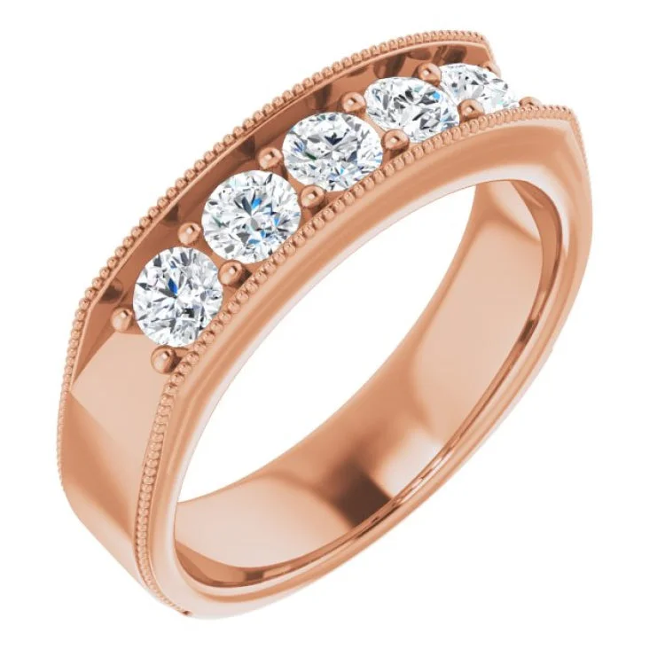 Ladies rings tri color glow -14K Rose 1 CTW Natural Diamond Ring