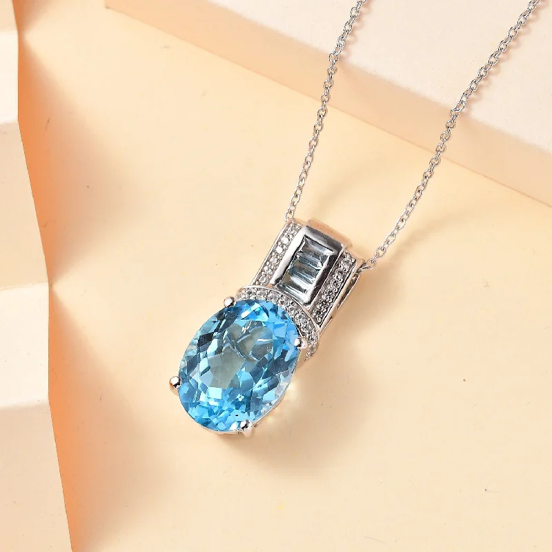 ladies necklaces luxury brand-Sky Blue Topaz and Zircon Necklace