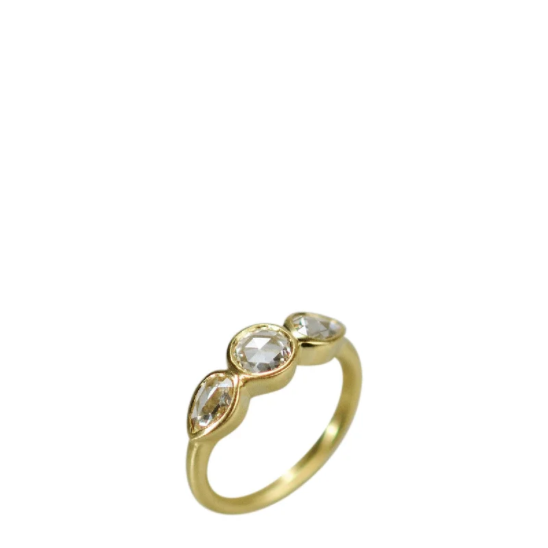 Ladies rings indie design -18K Gold Large Pear Shaped Rosecut Ring