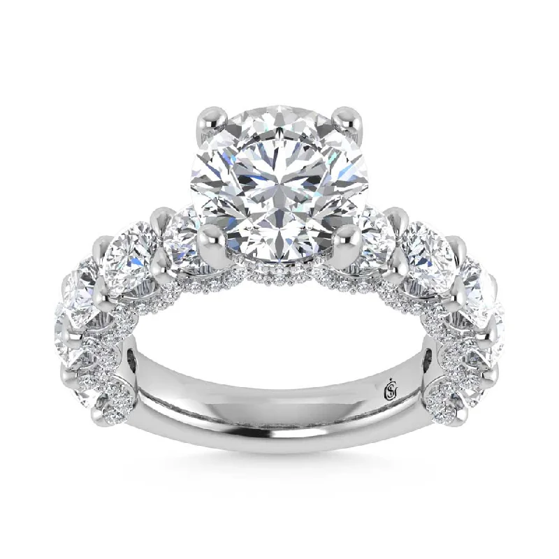 ladies engagement rings subtle elegance-14K White Gold Lab Grown Diamond 8 Ct.Tw. Engagement Ring (5ct Round Center)