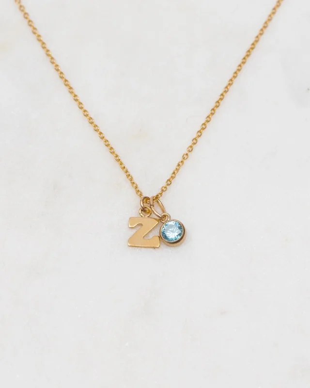 ladies necklaces harmony-Initial Z with Birthstone Necklace