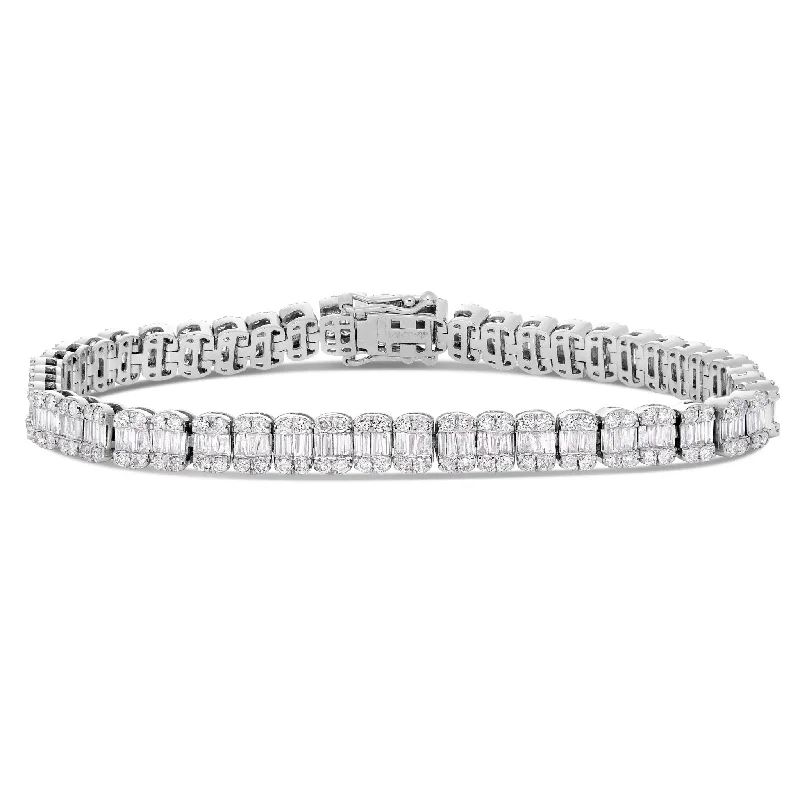 Ladies bracelets beam shine -10K White Gold 6.0ct Baguette Diamond Bracelet