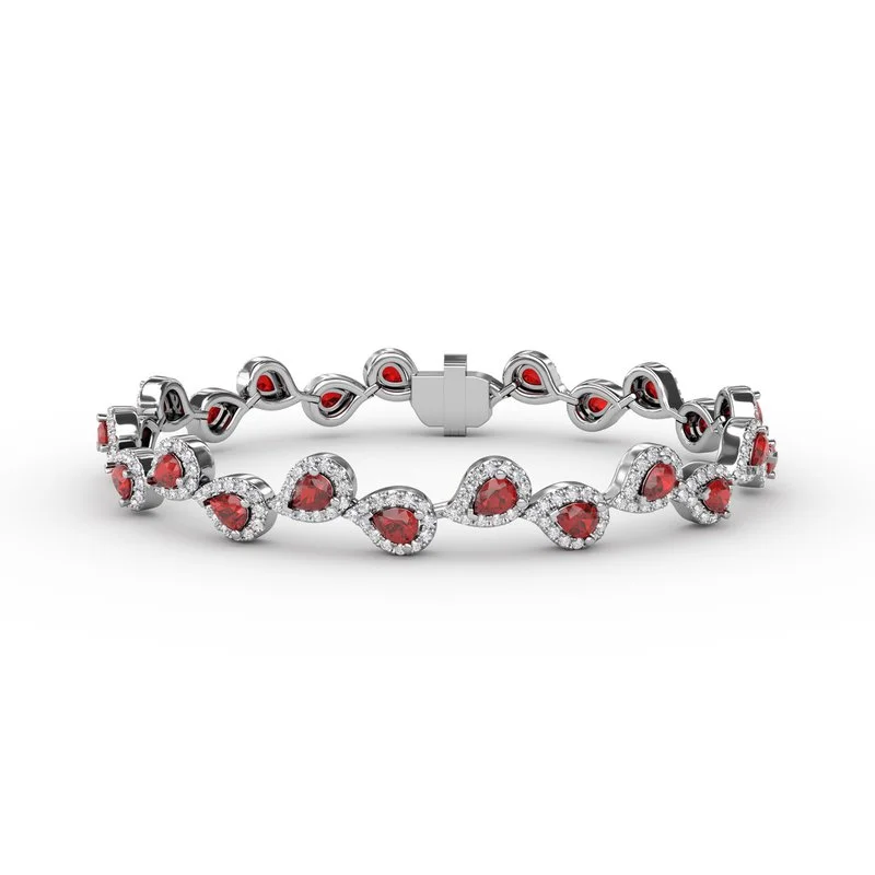 Ladies bracelets sky glow -Decorated Ruby and Diamond Bracelet B1601R