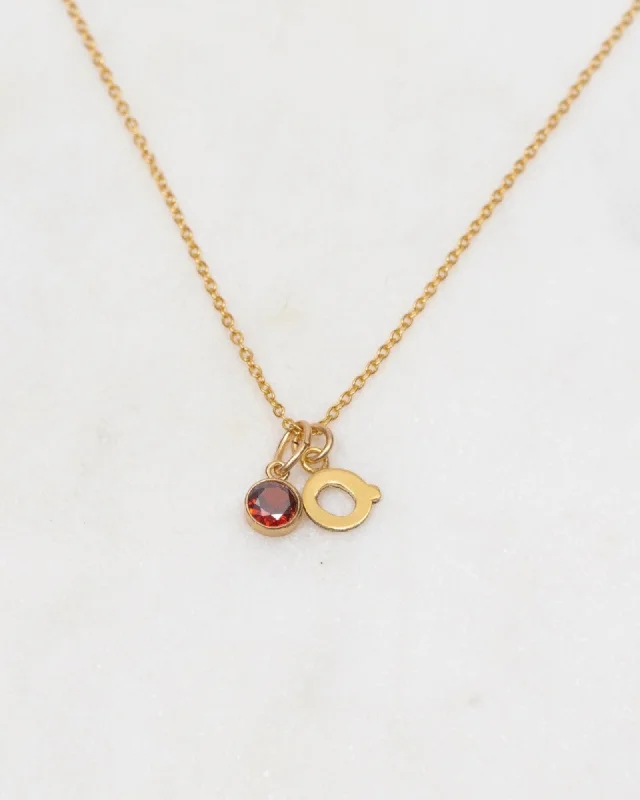 ladies necklaces sleek-Initial Q with Birthstone Necklace