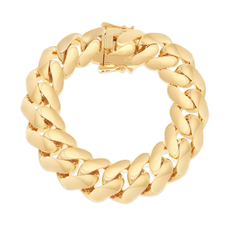 Ladies bracelets sapphire radiance -14K Yellow Gold 17mm Hollow Cuban Bracelet