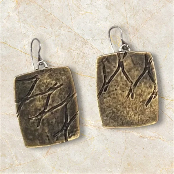 ladies earrings monochrome-Bronze Imprint Earring