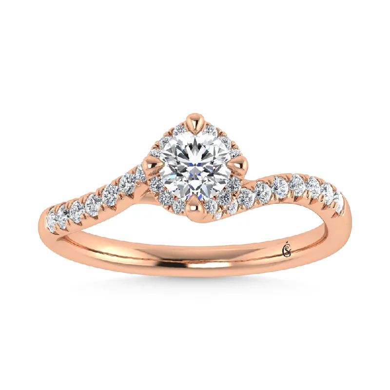 ladies engagement rings unique-10K Rose Gold Labgrown Diamond  1/2 Ct.Tw. Engagement Ring