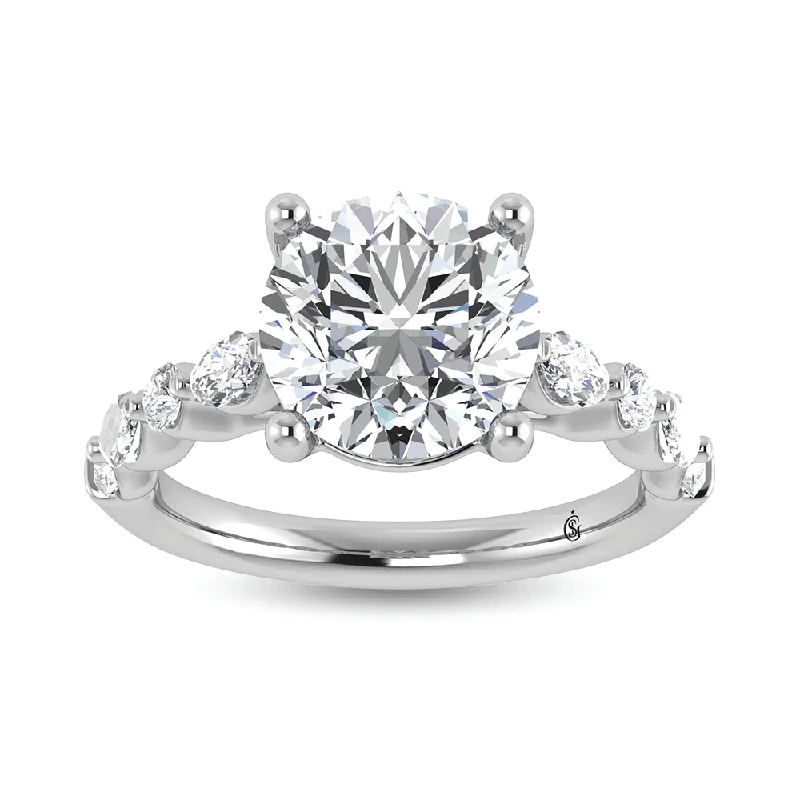 ladies engagement rings art nouveau-14K White Gold Lab Grown Diamond 3 5/8 Ct.Tw. Labgrown Engagement Ring