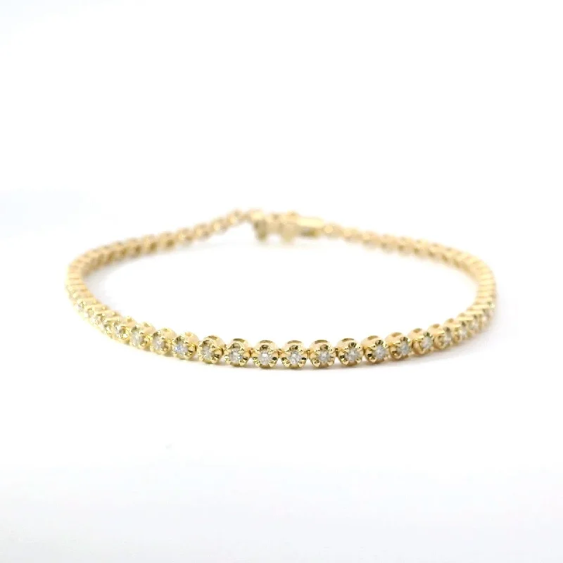 Ladies bracelets moonstone luster -14K Yellow Gold Diamond Tennis Bracelet