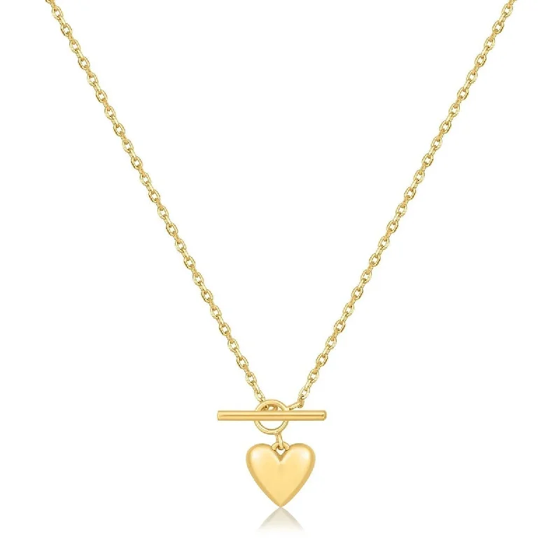 ladies necklaces cartier-Gold Plated Micro Heart Toggle Necklace