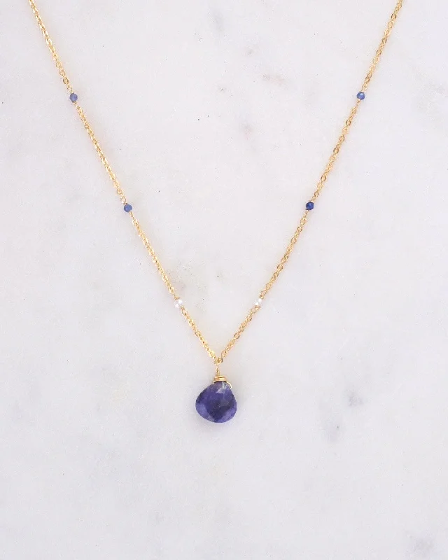 ladies necklaces amethyst-Blue Sapphire Bohemian Necklace