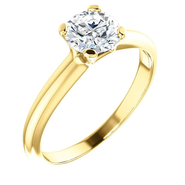 ladies engagement rings near me-18K Yellow Round Solitaire Engagement Ring 122005:466:P