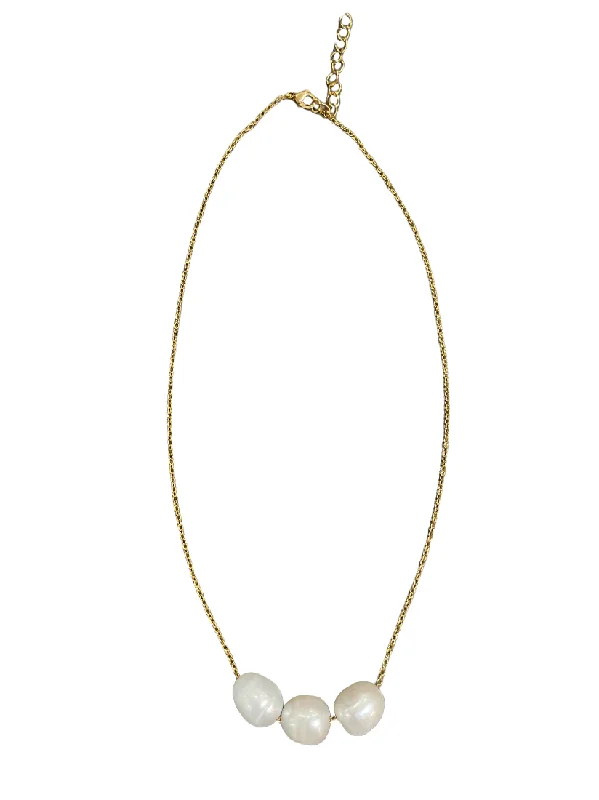 ladies necklaces modern twist-Three Pearl Necklace