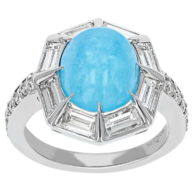 Ladies rings dream charm -JULEVE 18KT GOLD HEMIMORPHITE & DDIAMOND RING