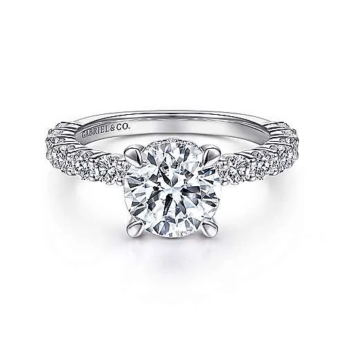 ladies engagement rings tribal-Brosnan - 14K White Gold Round Diamond Engagement Ring