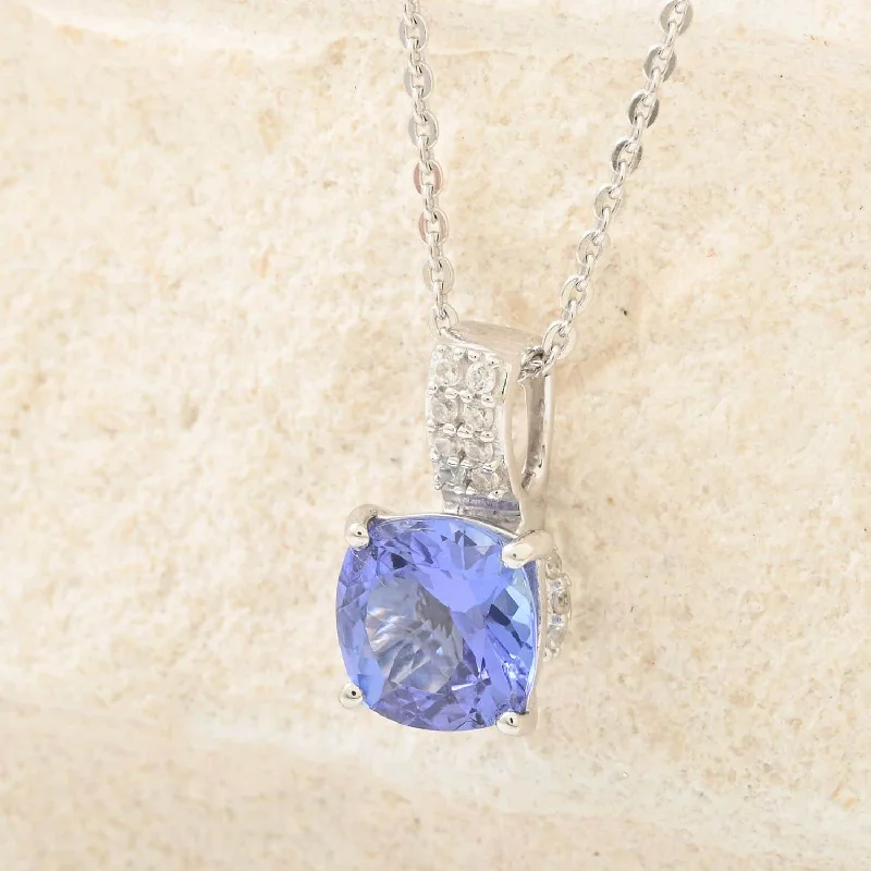 ladies necklaces spring-Tanzanite Bridal Pendant Necklace