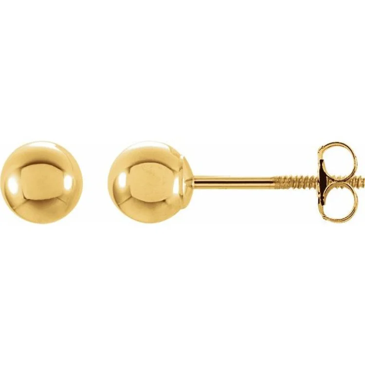 ladies earrings travel-14K Yellow 3 mm Ball Stud Earrings