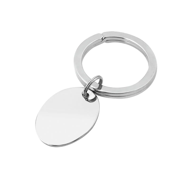 Ladies rings cubic zirconia glow -Rhodium Finish Polished Oval Key Ring