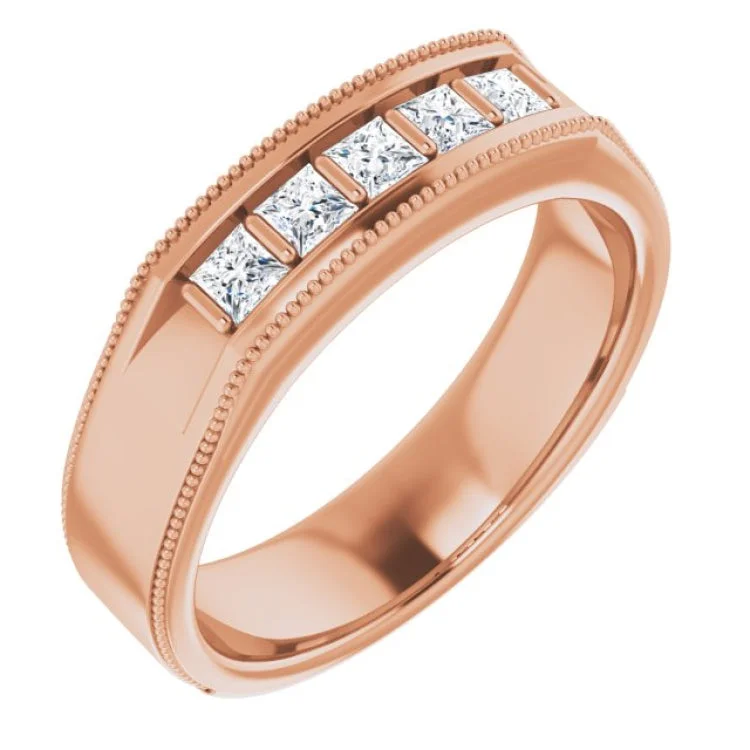 Ladies rings bezel charm -14K Rose 1/2 CTW Natural Diamond Ring