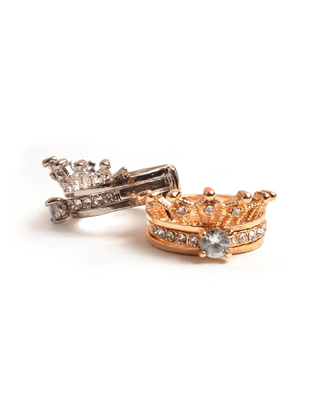 Ladies rings rose gold glow -Imperial Crown Ring Set