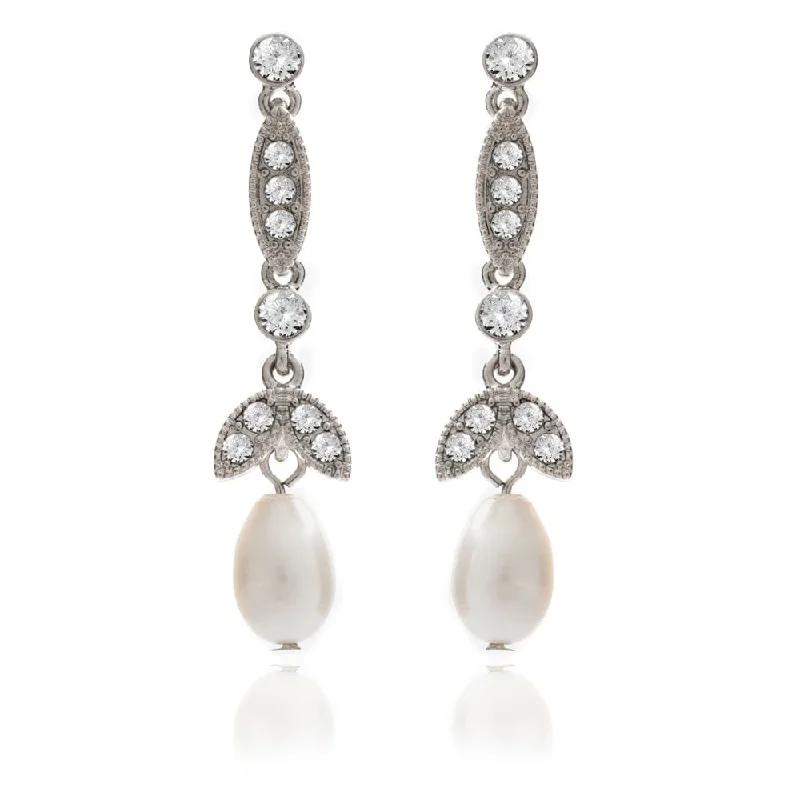 ladies earrings lab grown-Lula Freshwater Pearl Drop Earrings