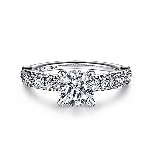 ladies engagement rings couple-Jacqueline - 14K White Gold Round Diamond Engagement Ring