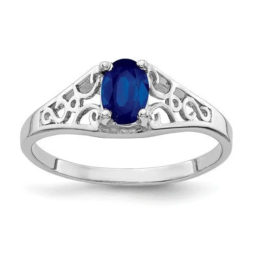 Ladies rings welsh shine -14KT WHITE GOLD 0.65 CTW OVAL SAPPHIRE RING