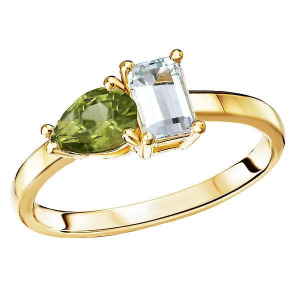 Ladies rings woodland glow -Peridot and Sky Blue Topaz Ring