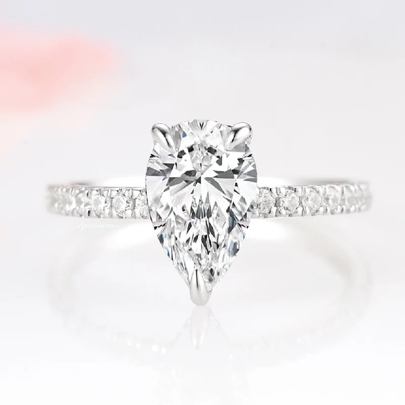 ladies engagement rings geometric-Lumiere Moissanite or Diamond Engagement Ring- 14K White Gold