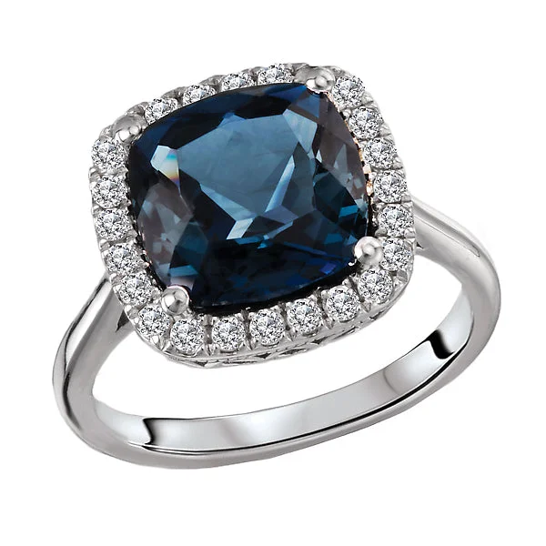 Ladies rings sparkling shine -London Blue Topaz and White Topaz Ring