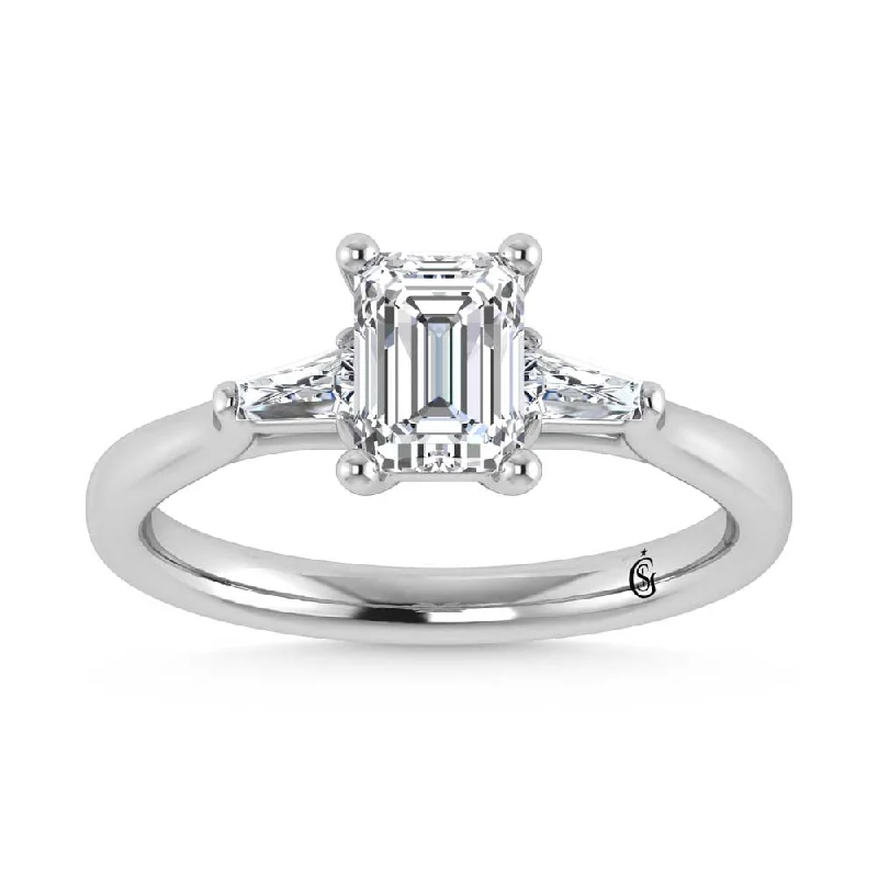 ladies engagement rings sterling silver-14K White Gold Lab Grown Diamond 1 1/5 Ct.Tw. Engagement Ring