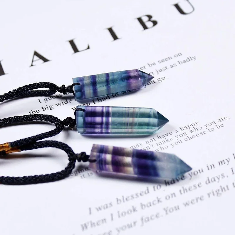 ladies necklaces valentine-Rainbow Fluorite Crystal Necklace