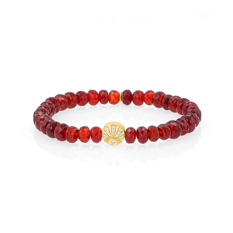 Ladies bracelets persian shine -14k Hessonite Garnet Bracelet with Diamond Sunrise Bead BG000961