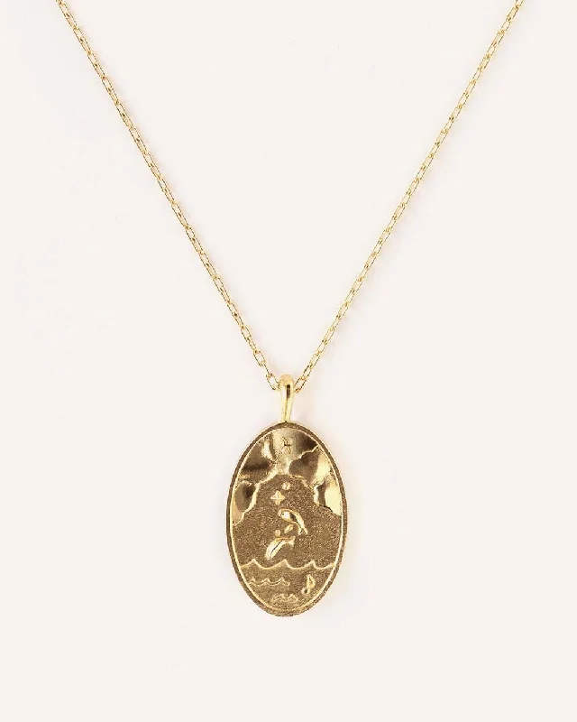 ladies necklaces subtle-Pisces | 10K Solid Gold Zodiac Necklace