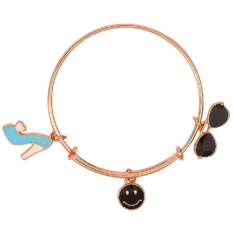 Ladies bracelets hanbok shine -Mahi Gogal, Smiley & Sandal Shaped Rose Gold Plated Enamel Work Charm Bracelet for Girls (BRK1100871Z)