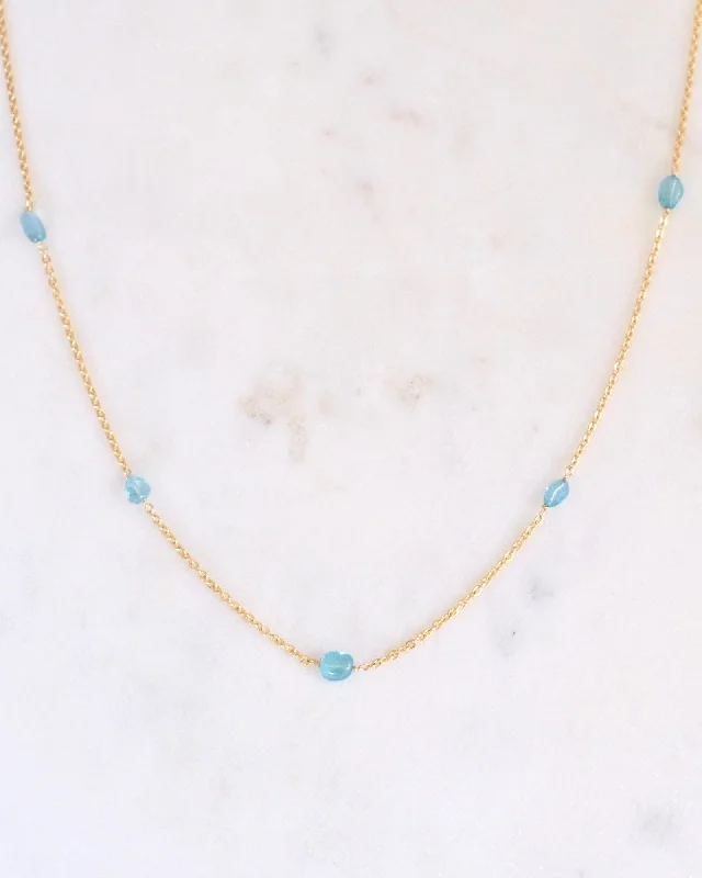 ladies necklaces single strand-Blue Apatite necklace