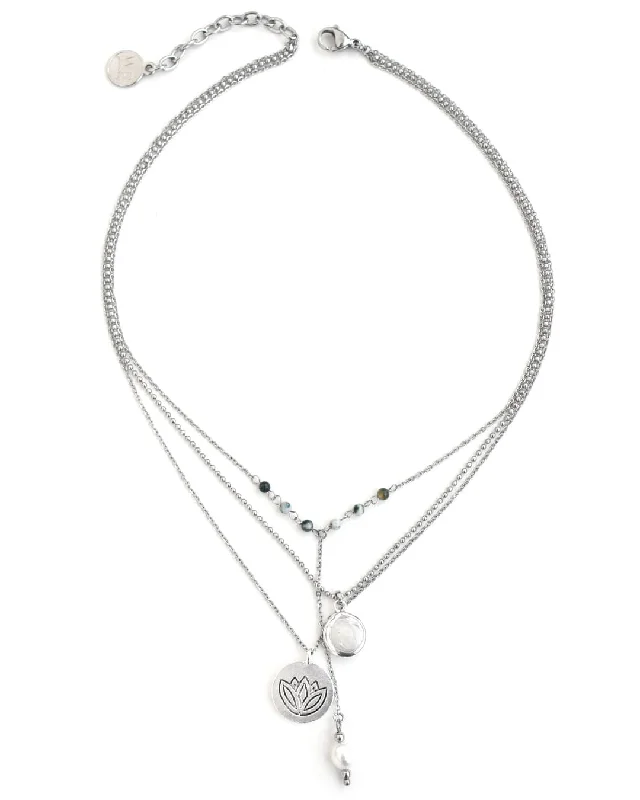 ladies necklaces resale-Lotus Silver Necklace