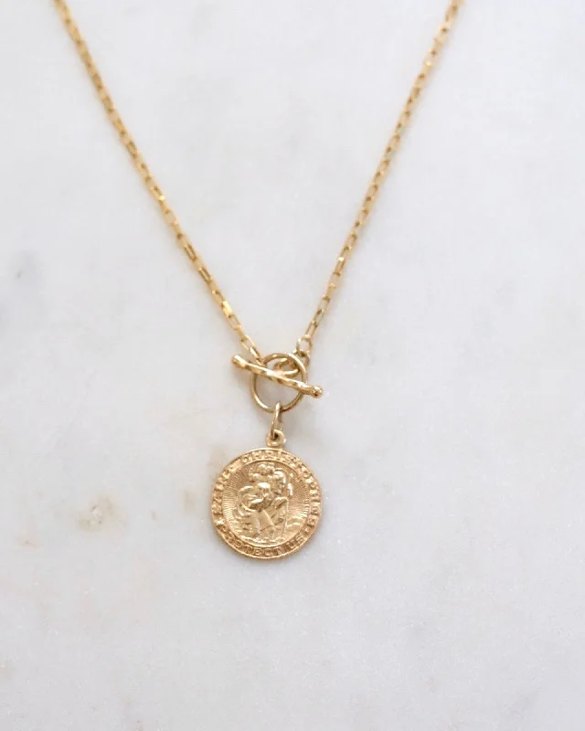 ladies necklaces reward-St Christopher lock necklace