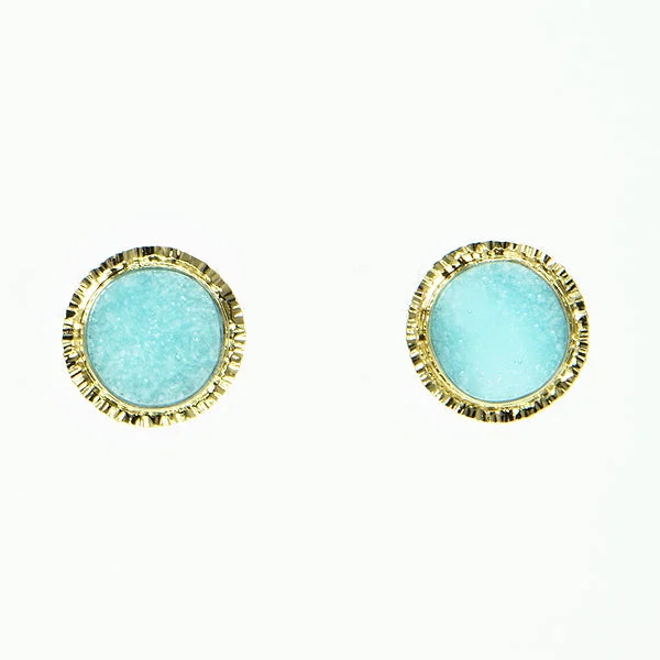 ladies earrings round-Drusy Hemimorphite Earrings